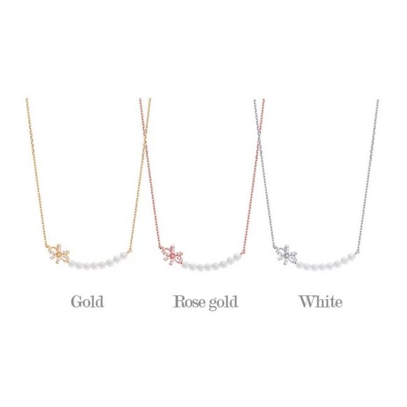 14k Gold Bow Pearl Diamonds Sterling Silver Necklace - Picture 4 of 9